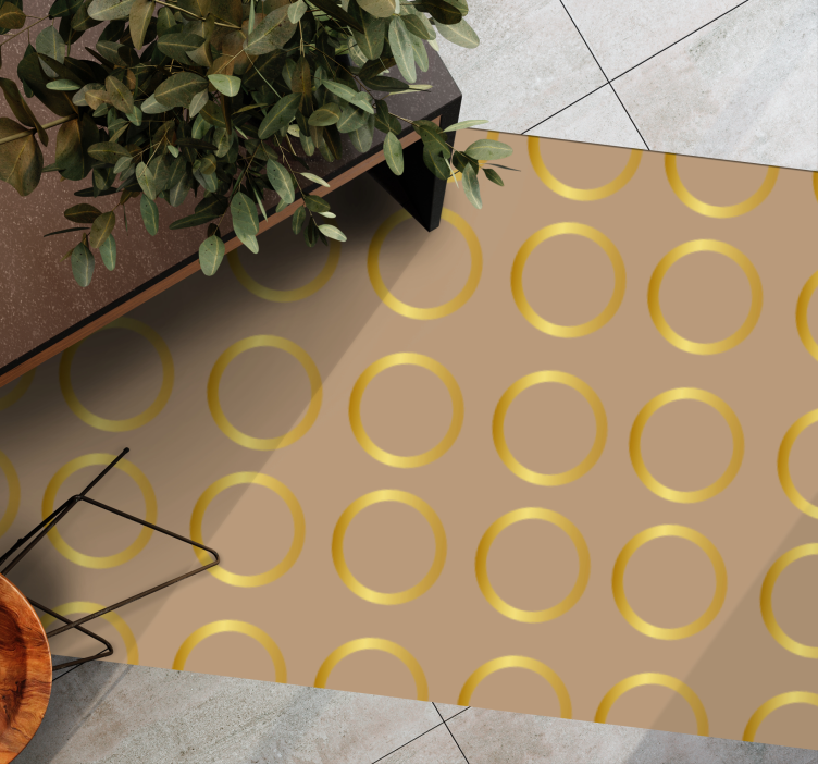Geometrisch cirkelpatroon vinyl tapijt met strepen - TenStickers