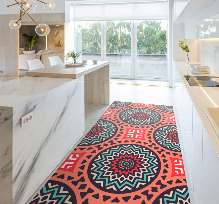 Geometrisch medaillonpatroon vinyl tapijt mandala - TenStickers