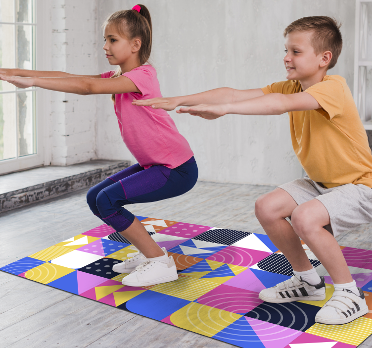 Geometrisch patroonspel Geometrische vinyl vloerkleed - TenStickers