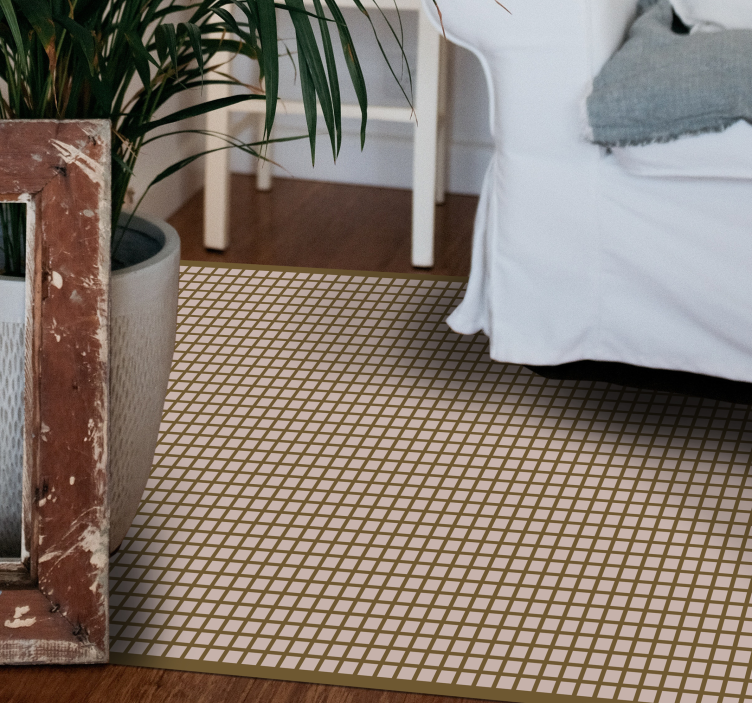 Geometrisch rasterpatroon vinyl tapijt met strepen - TenStickers