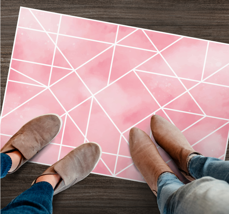 Geometrisch roze patroon Geometrische vinyl vloerkleed - TenStickers