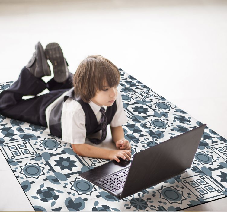 Geometrisch tegelgeïnspireerd patroon vinyl tapijt - TenStickers