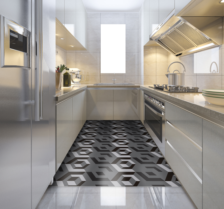 Geometrische keukenvloer vinyl tapijt geometrisch - TenStickers