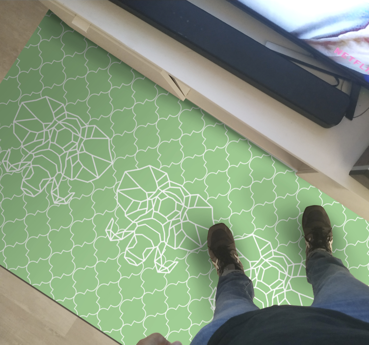 Gren geometrische olifanten dieren vinyl tapijt - TenStickers