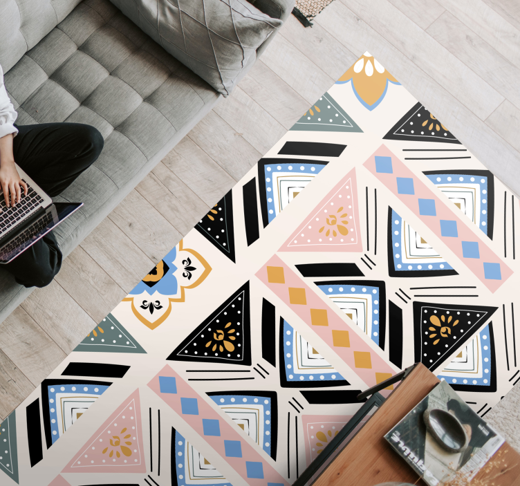 Geometrisch motief wandtapijt vinyl tapijt geometrisch - TenStickers