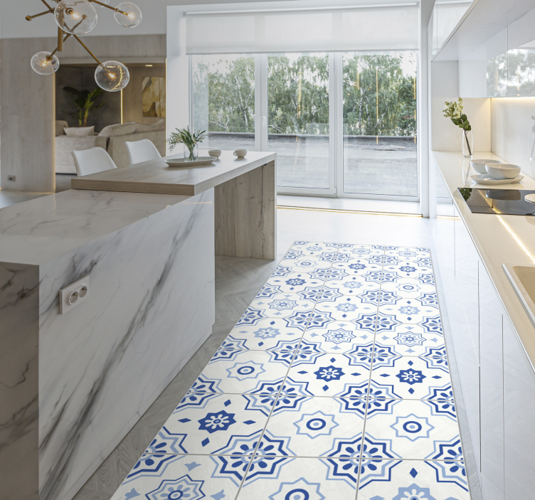 Geometrische tegelloper vinyl tapijt tegels - TenStickers