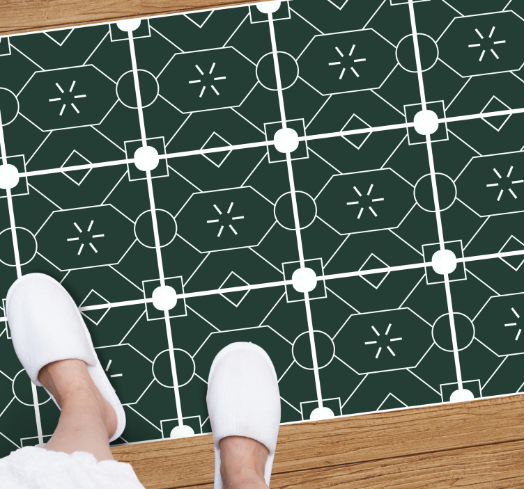 Geometrische groene opstelling vinyl tapijt tegels - TenStickers