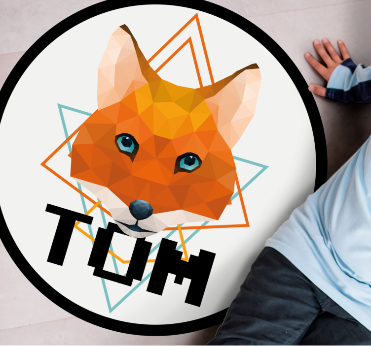 Geometrische voscirkel vinyl tapijt met naam - TenStickers