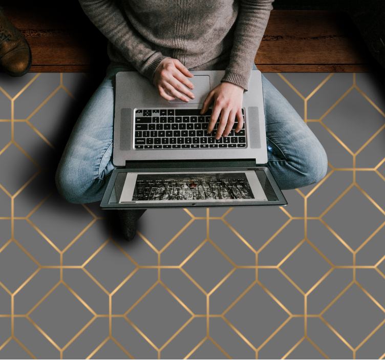 Geometrische zeshoek-overlap vinyl tapijt  - TenStickers