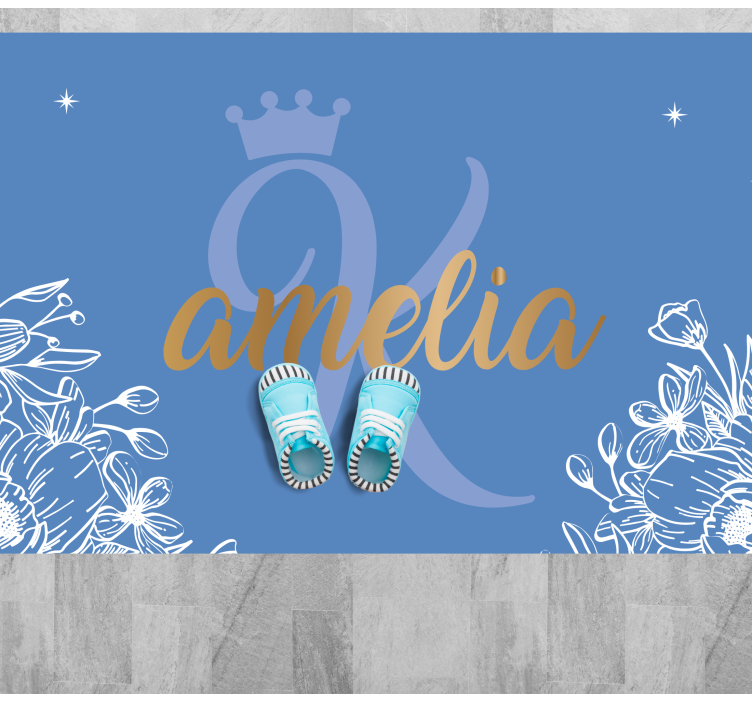 Bloemnaam en initiaal vinyl tapijt tiener - TenStickers