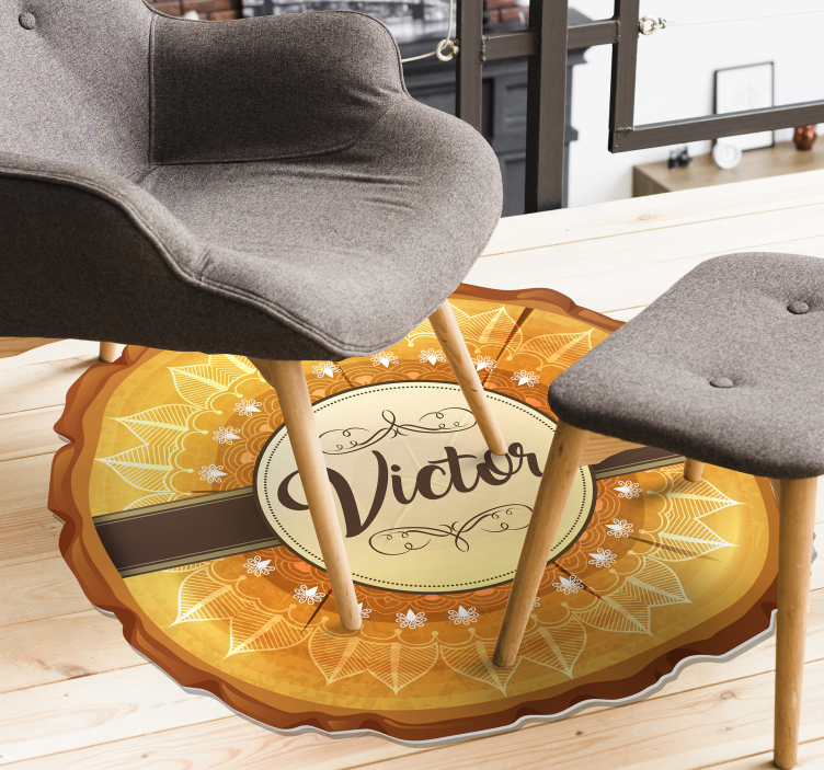 Gepersonaliseerd feestelijk embleem vinyl tapijt met naam - TenStickers