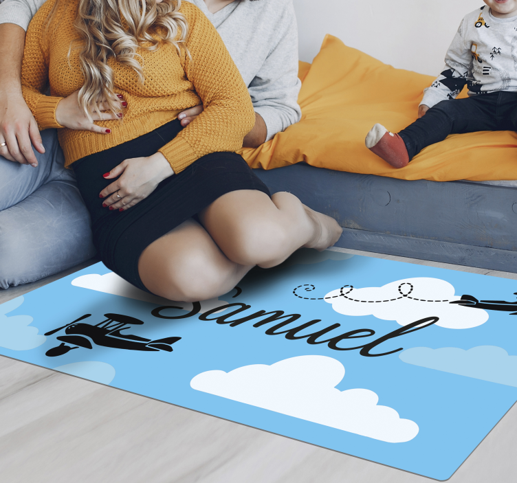 Luchtvliegtuigen met naam vinyl tapijt voor meer kinderen - TenStickers