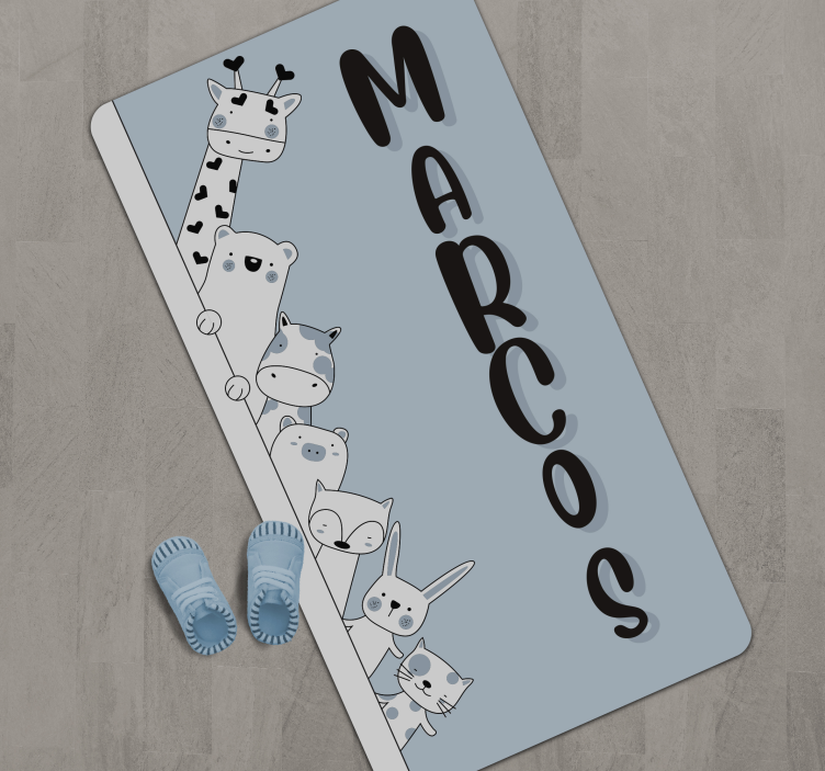 Gepersonaliseerde beestjes vinyl tapijt met naam - TenStickers