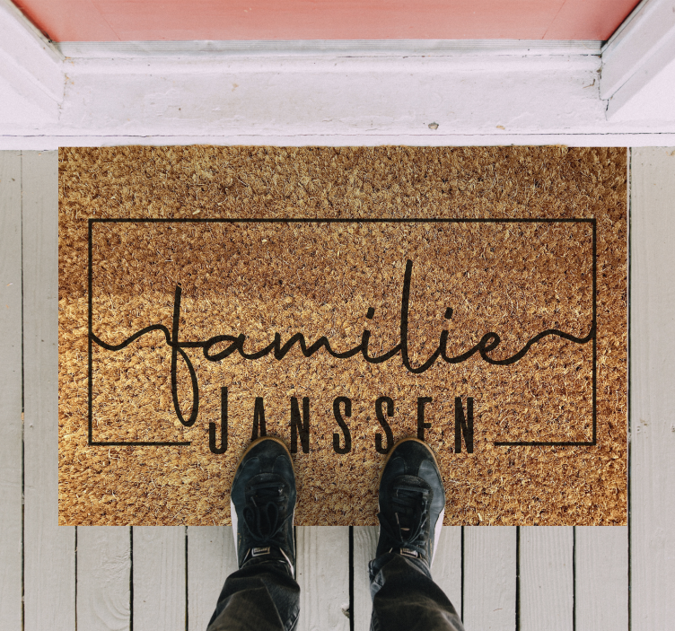 Gepersonaliseerde familienaam deurmat vinyl vloerkleed - TenStickers