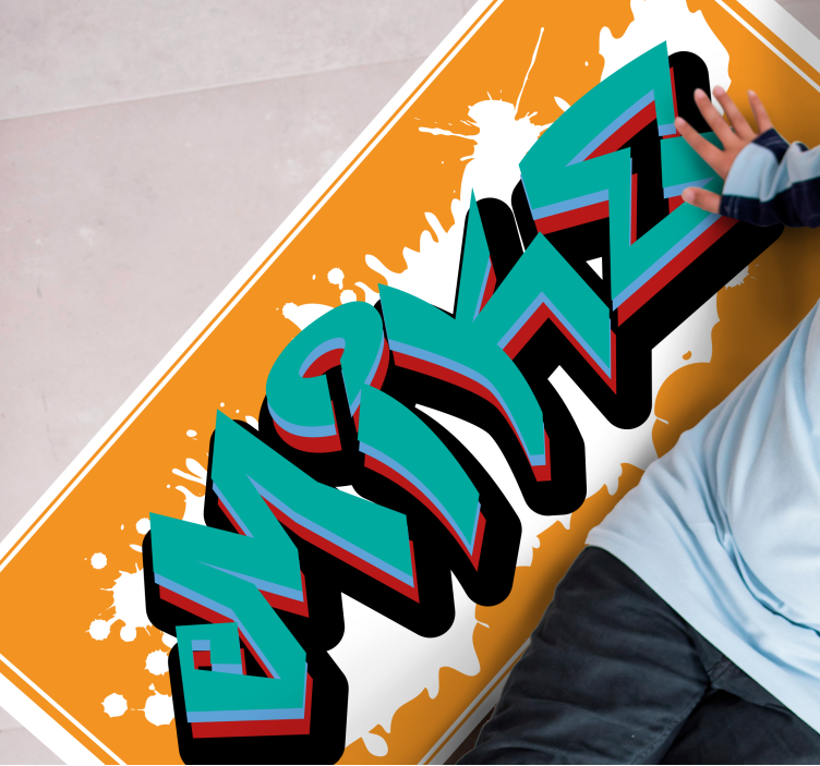 Titel kunstwerk vinyl tapijt met naam - TenStickers