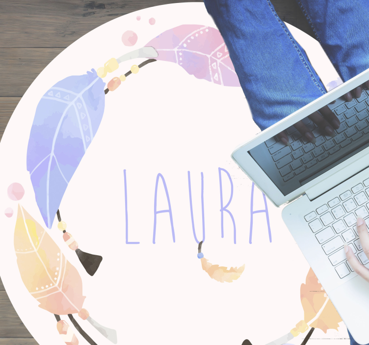 Gepersonaliseerde verencirkel vinyl tapijt met naam - TenStickers