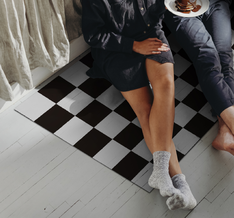 Geruit patroon vinyl tapijt geometrisch - TenStickers