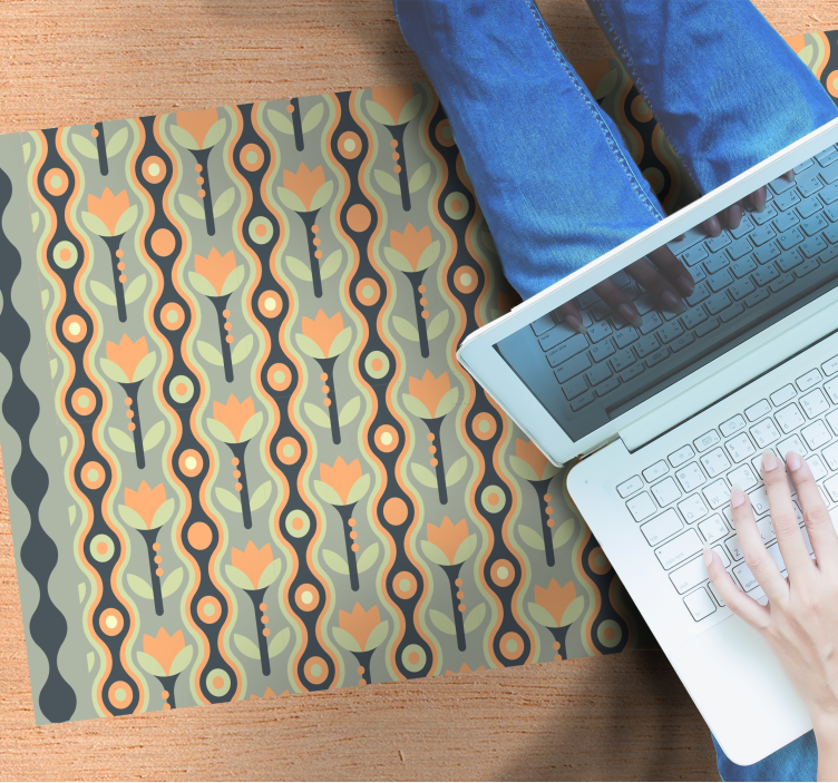 Gestileerd bloemenpatroon vinyl tapijt tiener - TenStickers