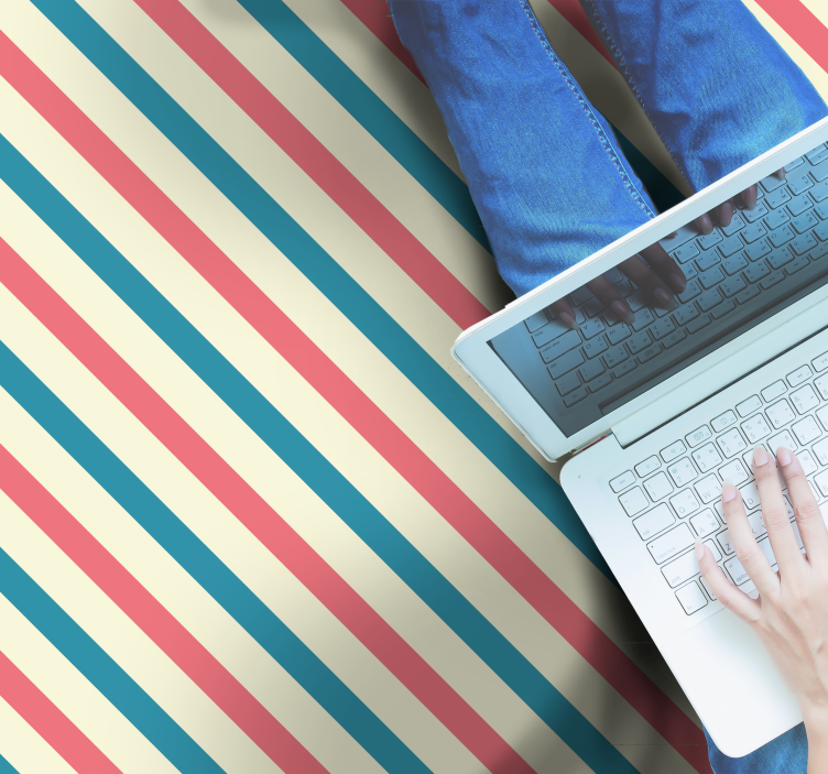 Gestreept kleurenpalet vinyl tapijt met strepen - TenStickers