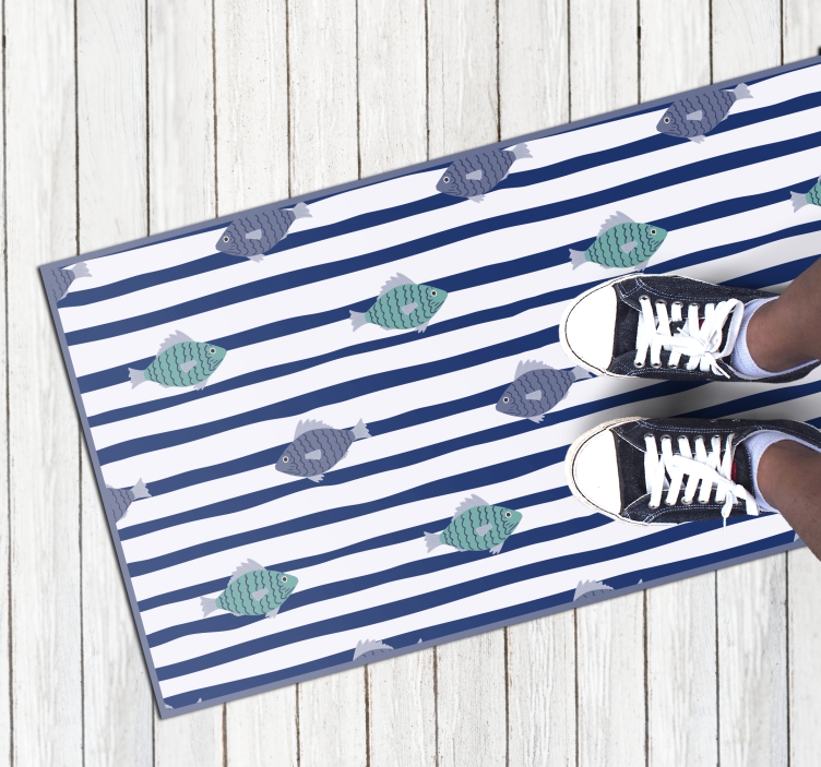 Gestreept vispatroon dieren vinyl tapijt - TenStickers
