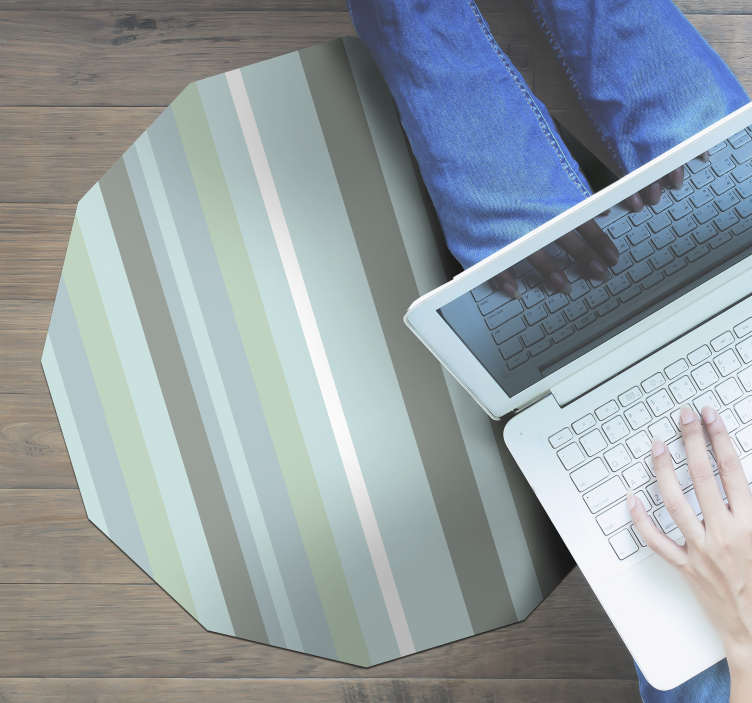 Gestreepte achthoek vinyl tapijt met strepen - TenStickers