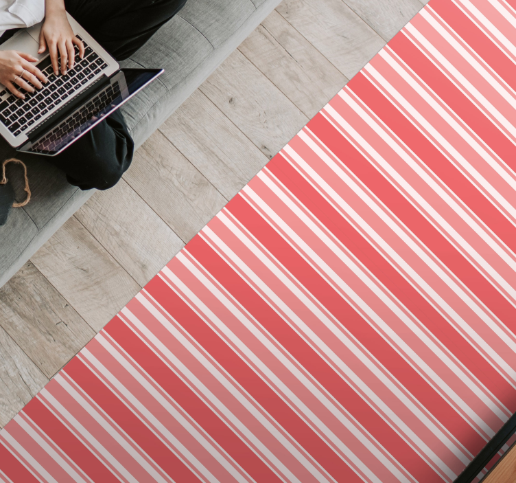 Gestreepte roze harmonie vinyl tapijt met strepen - TenStickers