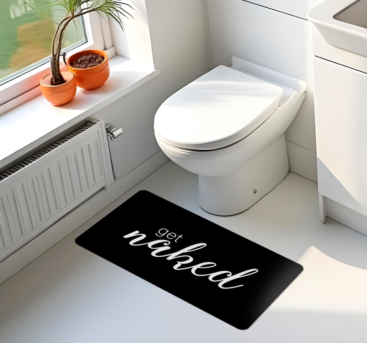 get naked tekst vinyl tapijt badkamer - TenStickers