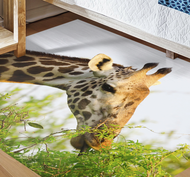 Giraffe eet groenten dieren vinyl tapijt - TenStickers