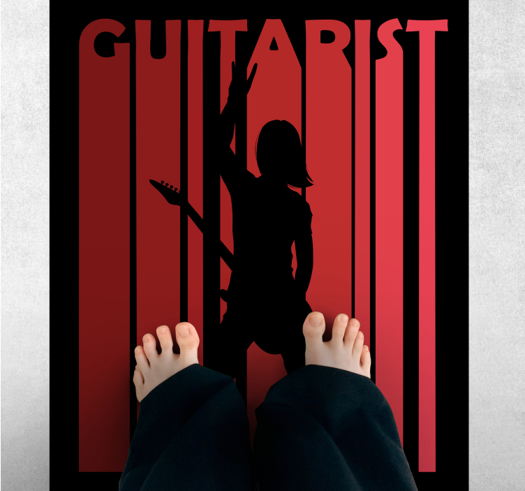 Gitarist silhouet vinyl tapijt met textuur - TenStickers