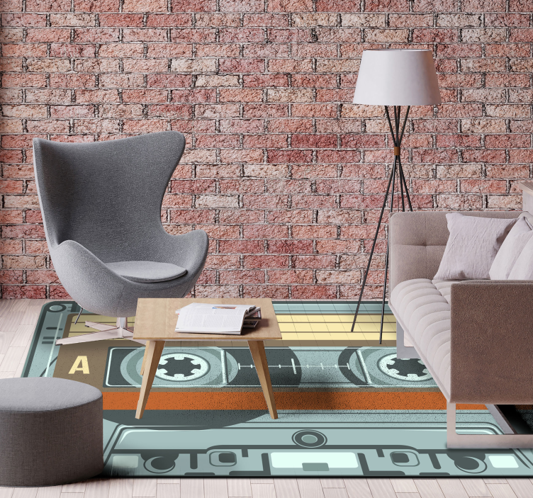 Grafisch cassettedetail vinyl tapijt antiek - TenStickers