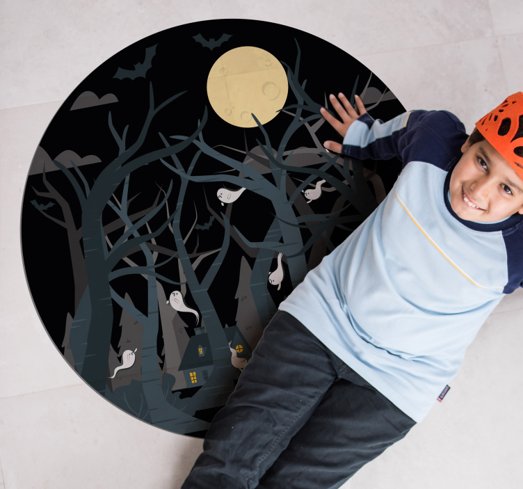 Griezelig bostafereel vinyl tapijt Halloween - TenStickers