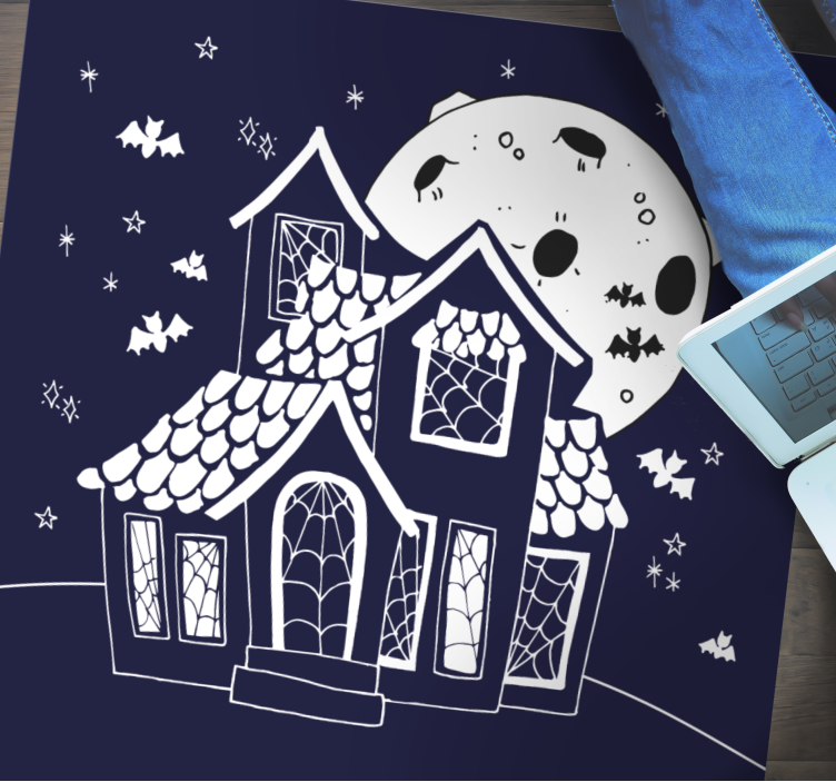Griezelige landhuisomgeving vinyl tapijt Halloween - TenStickers