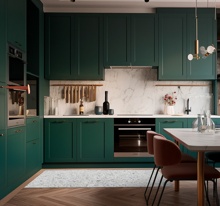 Grijs terrazzo vinyl vloerkleed keuken - TenStickers