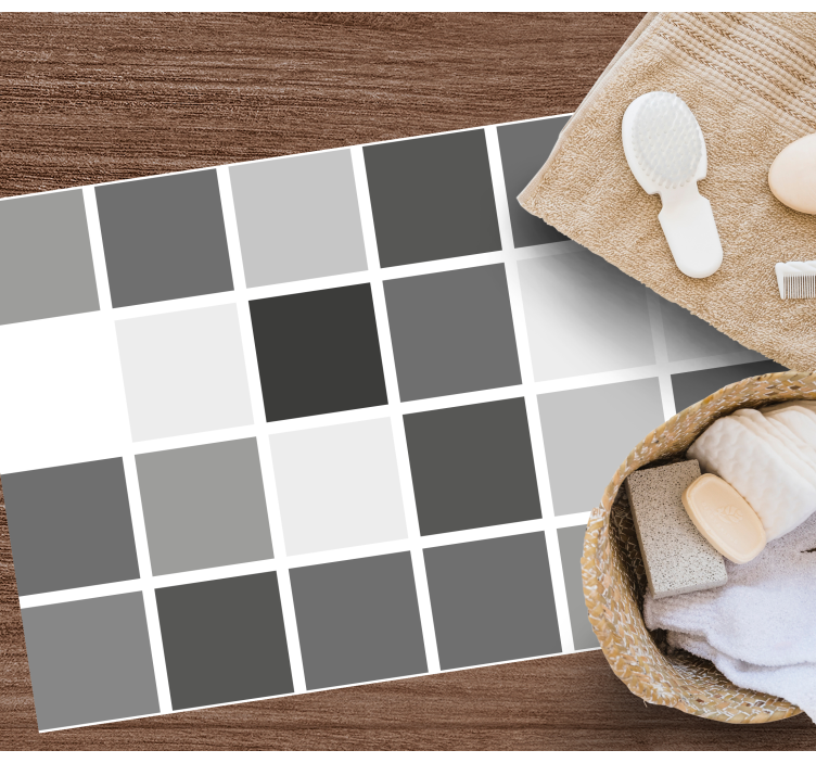 Grijstint raster vinyl tapijt badkamer - TenStickers
