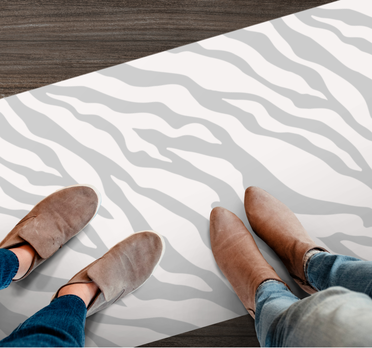Grijze zebrastrepen vinyl tapijt dierenprint - TenStickers