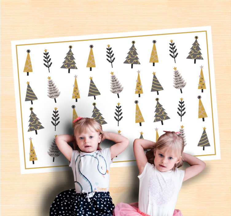 Grillig boompatroon vinyl tapijt kerstmis - TenStickers