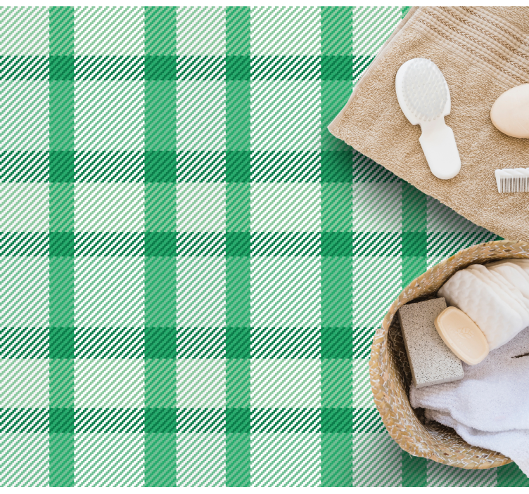 Groen geblokt motief vinyl tapijt met strepen - TenStickers