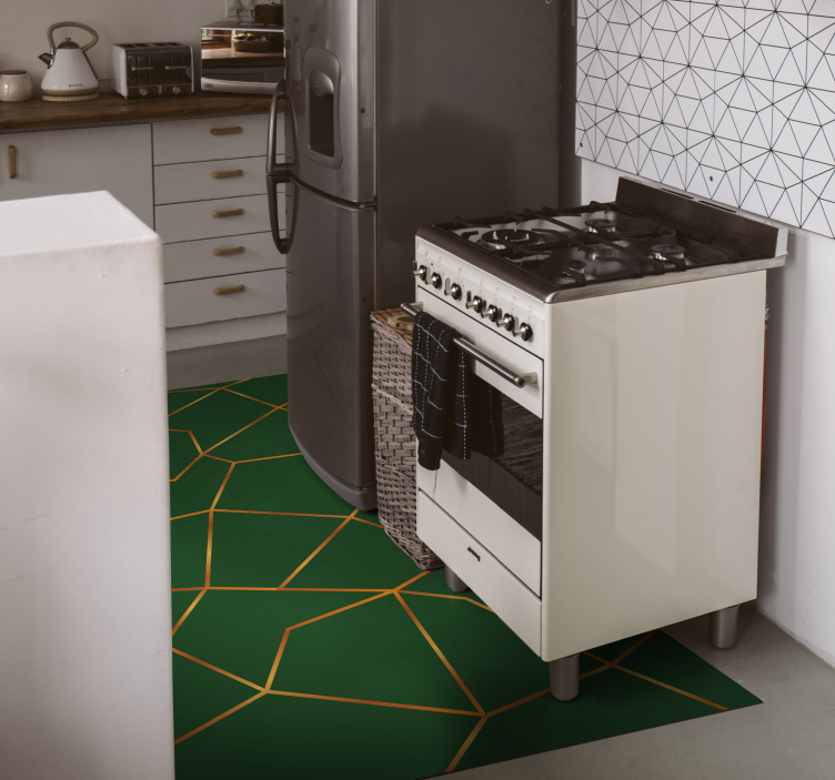 Groen geometrisch patroon marmeren vinyl tapijt - TenStickers