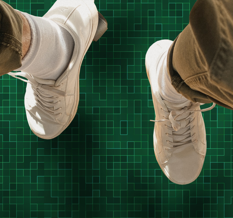 Groen rasterpatroon vinyl tapijt geometrisch - TenStickers