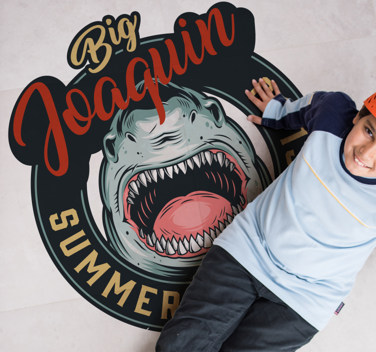 Haai surf embleem vinyl tapijt met naam - TenStickers