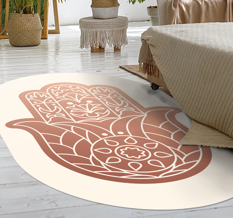 Beige hand van fatima vinyl tapijt mandala - TenStickers