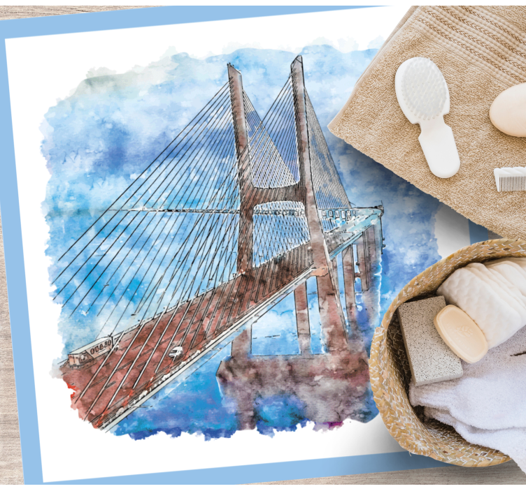 Hangbrug kunstwerk vinyl tapijt badkamer - TenStickers