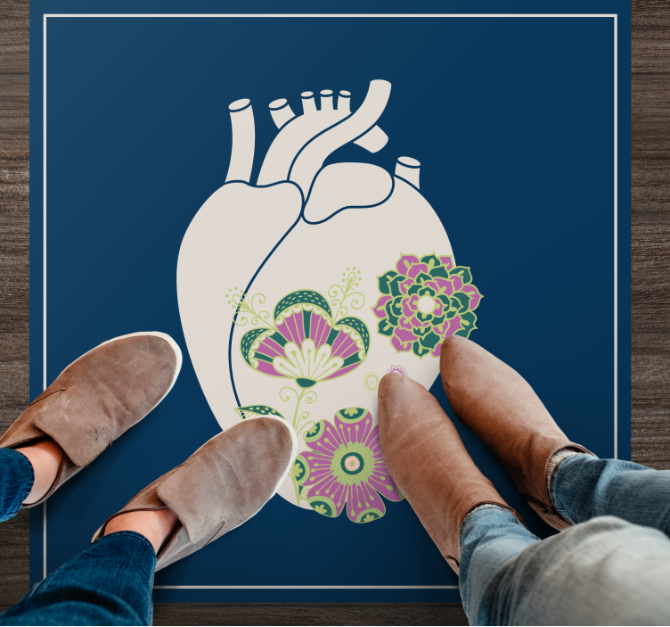 Hart bloemenpatroon vinyl tapijt Scandinavisch - TenStickers