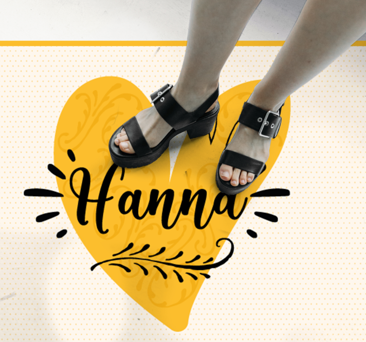 Op maat gemaakt oranje hart vinyl tapijt tiener - TenStickers