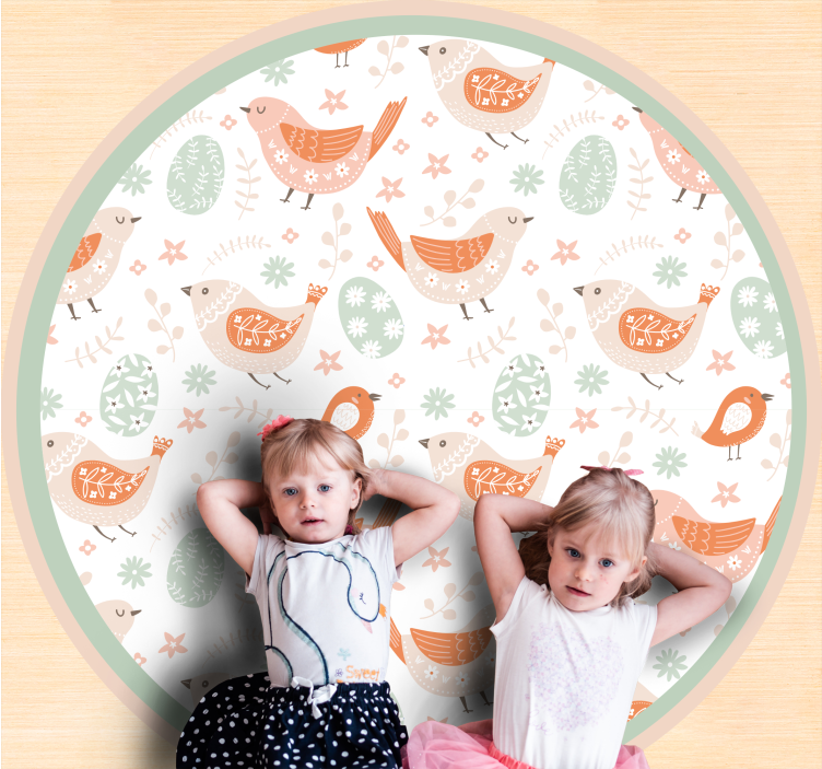 Heerlijke vogelmotieven vinyl tapijt natuur - TenStickers