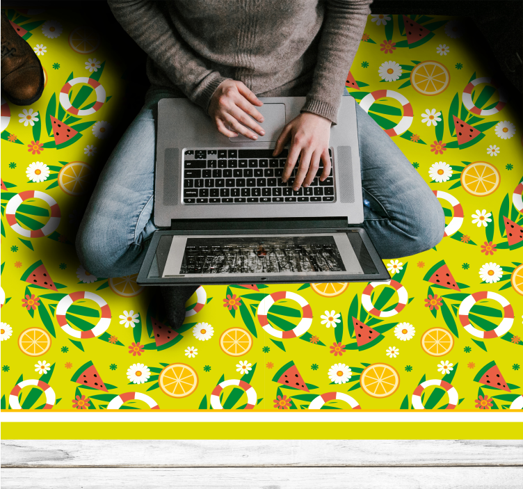 Heldere citruspatronen vinyl tapijt mozaïek - TenStickers