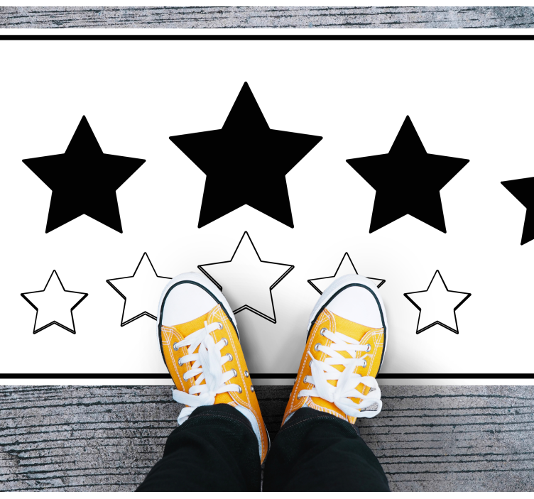 Wit en zwart motief vinyl tapijt sterren - TenStickers