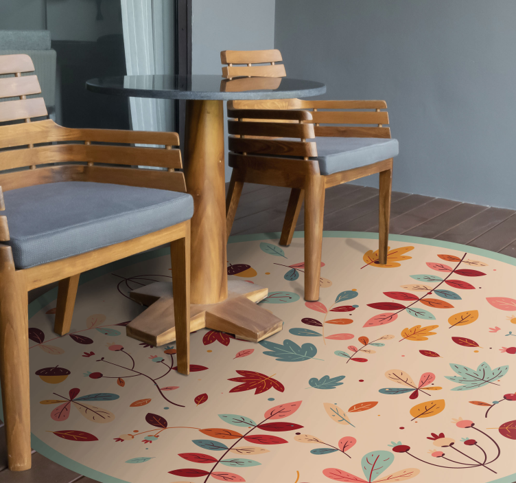 Herfst gebladertepatroon vinyl tapijt bloemen en planten - TenStickers