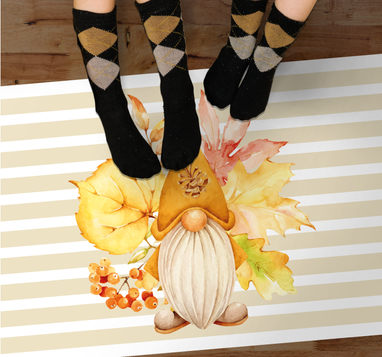 Herfst kabouter charme vinyl tapijt met strepen - TenStickers