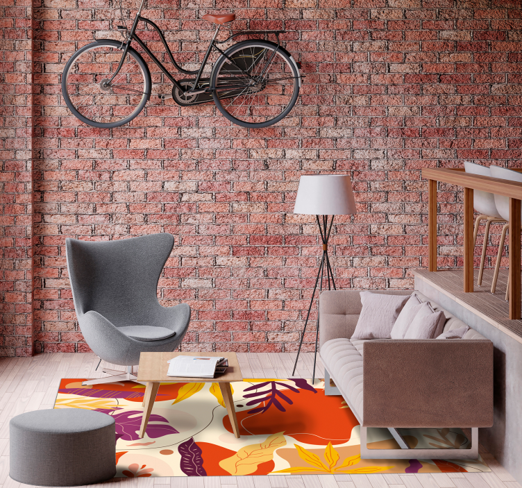 Herfstbladpatronen vinyl tapijt natuur - TenStickers